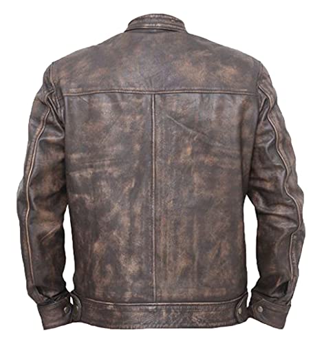 Mens Lucas Till TV Series MacGyver Distressed Biker Bomber Style Genuine Cowhide Leather Jacket3