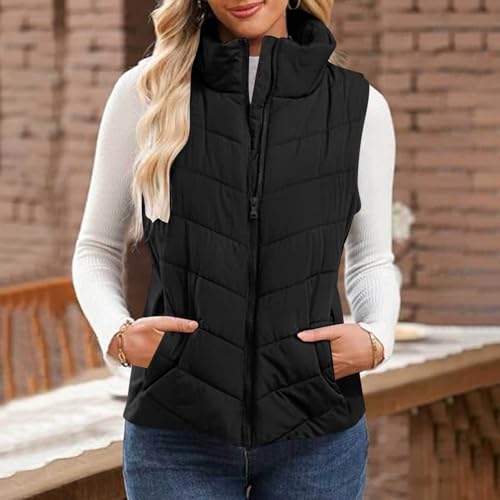 RJDJ Holdretain Puffer Vest Women Sleeveless Zip Up Outerwear, Cozy Lightweight Stand Collar Quilted Vest Jacket2