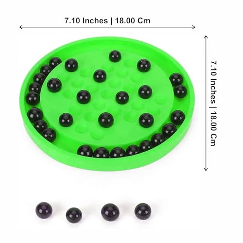 Image of Ankit Toys & Games Brainvita Solitaire Marble Peg Puzzle Board Game for Kids Adults Age 6+ Classic Brain Teaser Strategy Game with Glass Marbles Educational Travel Friendly Toy (Green)