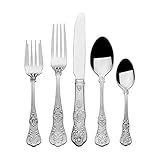 Wallace Queen 65-Piece 18/10 Stainless Steel Flatware Set, Silver, Service for 12 -