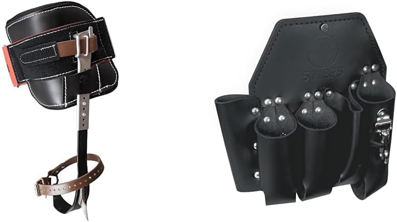 Klein Tools Hydra-Cool Pole Climber System and 5-Pocket Leather Tool Pouch