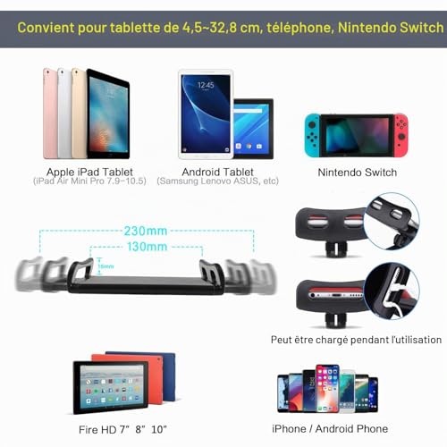 Support pour tablette contre les douleurs de cou ajustable hauteur max 65"