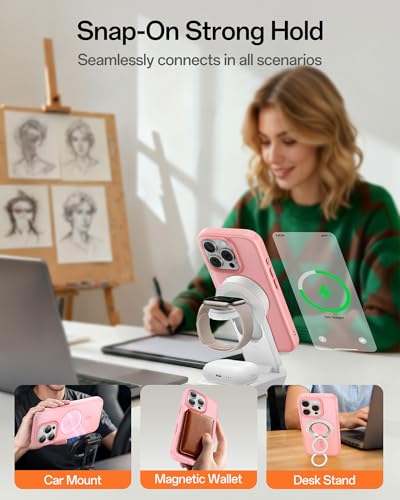 Image of UNBREAKcable Magnetic for iPhone 16 Pro Max Case 6.9-Inch, Compatible with MagSafe, Full Camera Protection, Built-in Magnetic Ring, Drop Protection Shockproof Slim Phone Cover - Pink