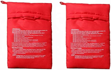 OBTANIM Microwave Potato Bag, 2 Pack of Reusable Microwave Cooker Bag Baked Pouch Potato Bag, Red