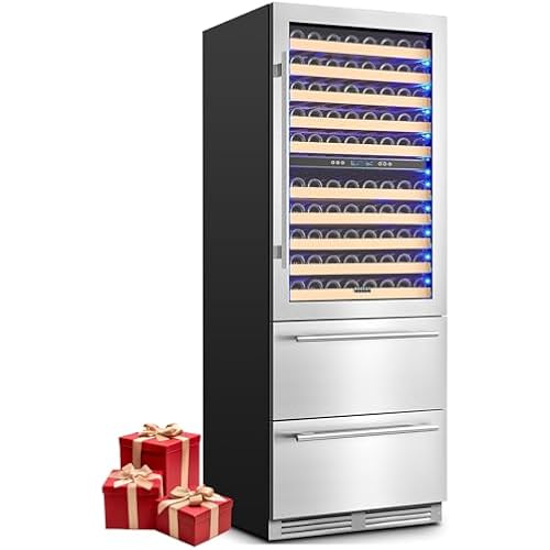 BODEGA Wine and Beverage Refrigerator,30 Inch 2 IN 1 Dual Zone Wine Cooler
