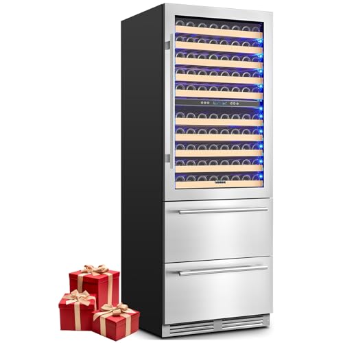 BODEGACOOLER Wine and Beverage Refrigerator, 30 Inch 2 IN 1 Dual Zone Wine Cooler,Built-in or Freestanding Beverage Cooler, Soft LED Light Hold 150 Bottles and 234 Cans