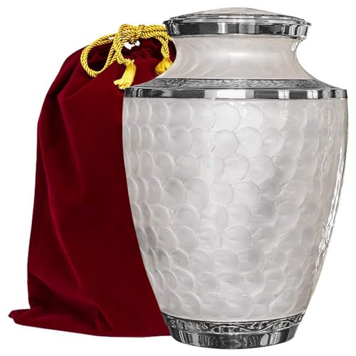 Image of Trupoint Memorials Cremation Urns for Human Ashes, Silver Lining Decorative Burial Urns for Male and Female, Funeral Memorial Urn for Women and Men - Opal, Adult (200LB)