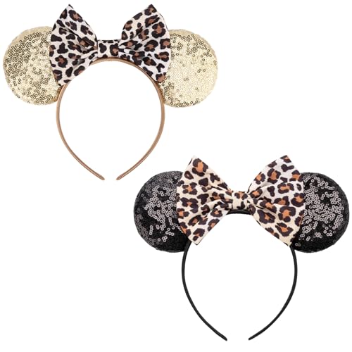 AQOKKA Mouse Ears Headbands with Bow Minnie Ears Cosplay Costume Hair Accessories for Women Birthday Party Decoration