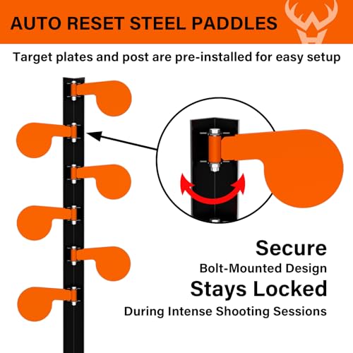 Image of Highwild AR500 Dueling Tree Target Kit - Six Steel Paddles 6 inch x 3 /8 inch Reactive Shooting Targets with Stand for Outdoor Sports Shooting Competition /Replacement AR500 Steel Paddle