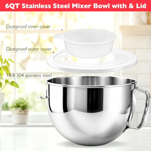 Tazón de acero inoxidable 6 cuartos para KitchenAid miniatura 2