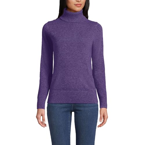 Image of Lands' End Womens Cashmere Turtleneck Sweater Velvet Plum Heather Petite X-Small