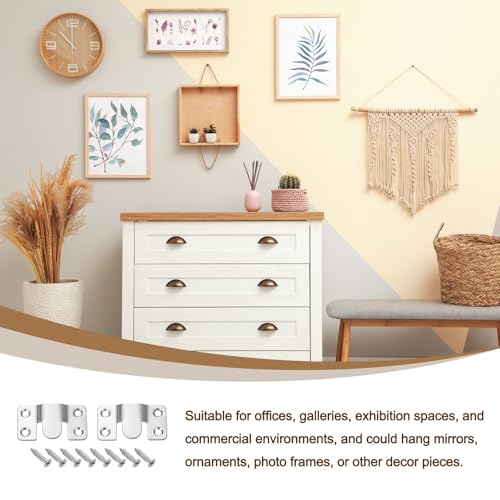 Image of uxcell 2 Pairs Flush Mount Bracket, 54 x 30mm Heavy Duty Picture Hanger Z Clip Bracket Interlocking Photo Frame Hook with Screw for Picture Display Art Gallery Wall Mount, Silver