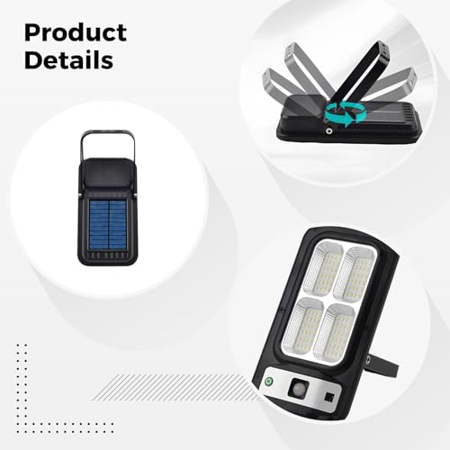 Motion Sensor Solar Street Lights for Outdoor, Led Pathway Lamp with Remote Control, Stainless Steel & Abs, 4-Row Led Lights, Simple Installation