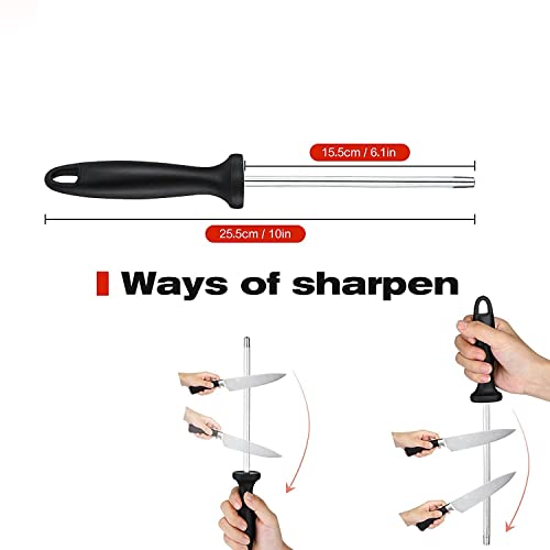 Image of Set of 3 with Knife Sharper Stick, Stainless Steel - Heavy Duty Blade, Professional Butcher Chopper for Home Kitchen and Restaurant (Set of 3 with Knife Sharper Stick)
