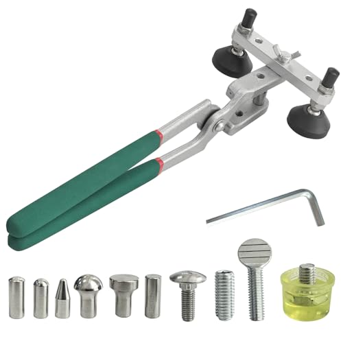 SUGOOE Car Dent Repair Tools, Car Door Fender Body Edge Crimp Plier, Wheel Eyebrow Pit Shaping Tool with 8 Replacement Heads for Car Truck SUV, Green