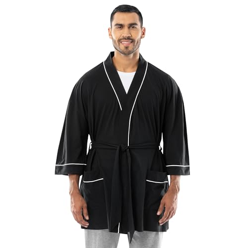 Fruit of the Loom Mens Jersey Knit Kimono Robe