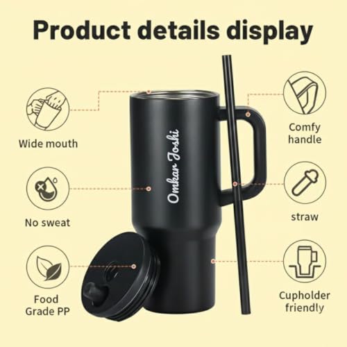 Image of Giftana Rakhi Gift Set for Brother, Personalized Coffee Tumbler 710ml, RadhaKrishna Rakhi with Brownie Brittle, Roli Chawal Set for Raksha Bandhan Gift for Brother, Bhai (Black)