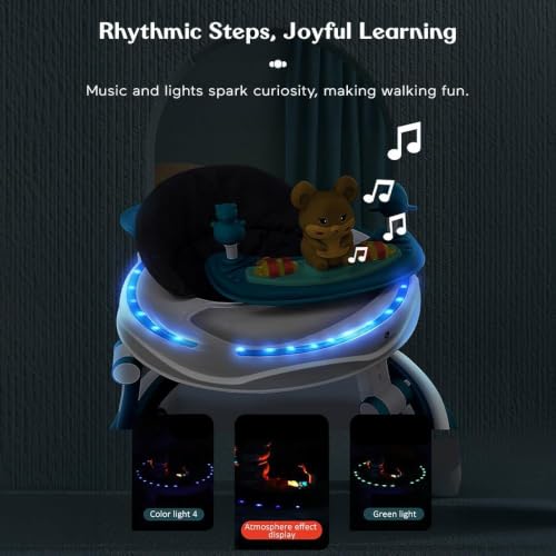 Image of StarAndDaisy Walker for Kids for 6 to 18 Months, Intergrated RGB Lights Baby Walker Boys & Girls with 7 Level Height Adjustment, Walker Baby with Switchable Food & Musical Toy Tray (Blue)
