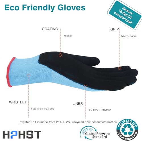 Image of Work Gloves for Women, Eco Friendly Safety Work Gloves with Breathable Rubber Coated, Smart Touch,3 Pairs