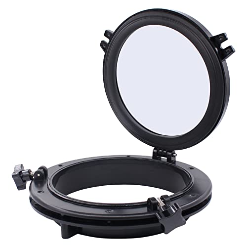 HouYeen Hublot rond de 25,4 cm d'ouverture en noir pour bateau, yacht, camping-car, industrie