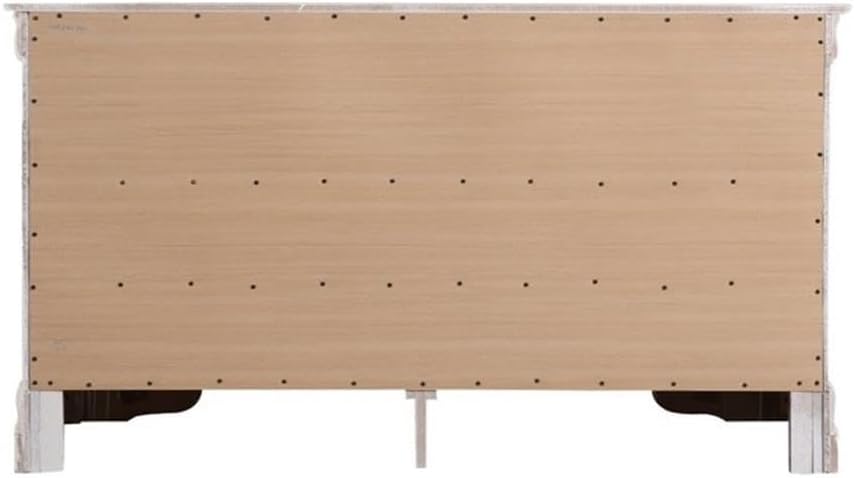 White Double Dresser with Dovetail Drawers and Carved Base