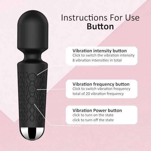 Image of Handheld Cordless Mini Massager, Powerful Quiet with Waterproof, 20 Modes & 8 Speeds Vibration Wand for Back Neck Shoulders, Muscle Soreness Relief & Recovery (Black)