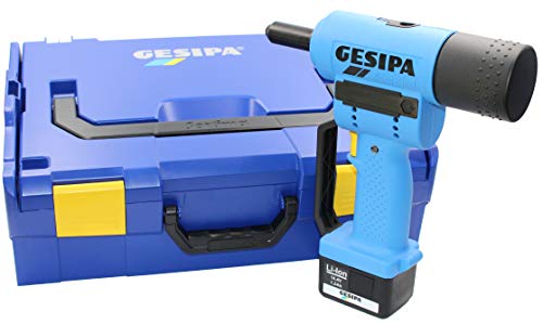 Gesipa 1603474 Blind Rivet with 2 Replacement Batteries 14.4 V 1.3 Ah Li-Ion Battery Quick-Change System