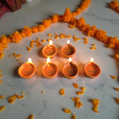 Image of K D 12 Pcs Water Sensor Diya Lights Yellow Colour- Electric Flameless & Smokeless LED Diyas | Eco-Friendly Warm Ambient Lights for Home Decor & Festivals, Diwali Purpose(Water Diya Pack of 12)