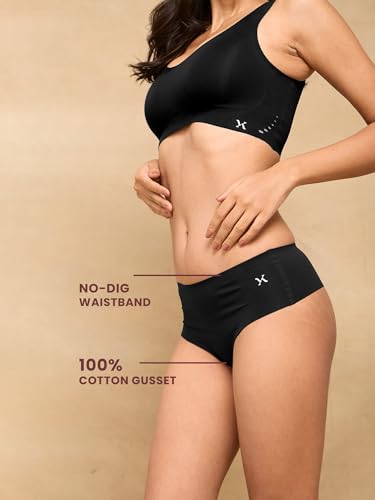 Image of Krvvy Women Seamless Mid-Rise Thong Underwear- Ultrasoft, Breathable, Lightweight & Invisible Underwear with 100% Cotton Gusset Panty