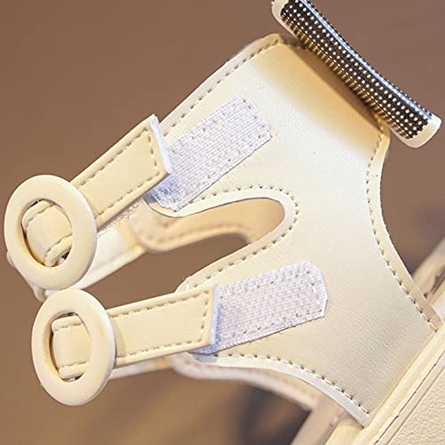 Kids Girls Open Toe Solid Rome Princess Flat Solid Hook & Loop Soft Bottom Outdoor Ankle Straps Dress Sandals4