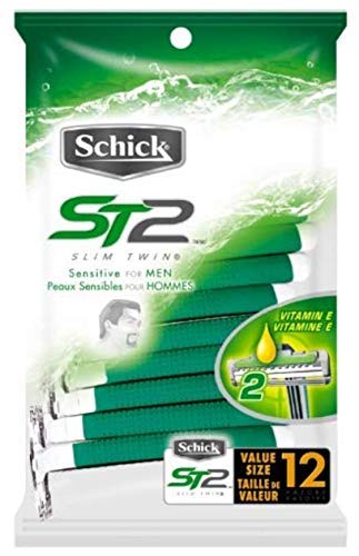 Schick ST2 SlimTwin Disposable Razors Sensitive 12 Each ( Pack of 4 )