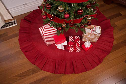 60" Festive Red Christmas Tree Skirt With Ruffled Edge By Primitive Home Decors #TOP3