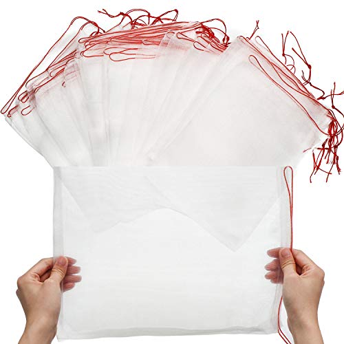 50 PCS Fruit Protection Bags, Enpoint 10x14 Inch Reusable Garden Netting Mesh Bag with Drawstrings, Plant Covers Protect Fruits Vegetables Tomato Apple Peach Trees