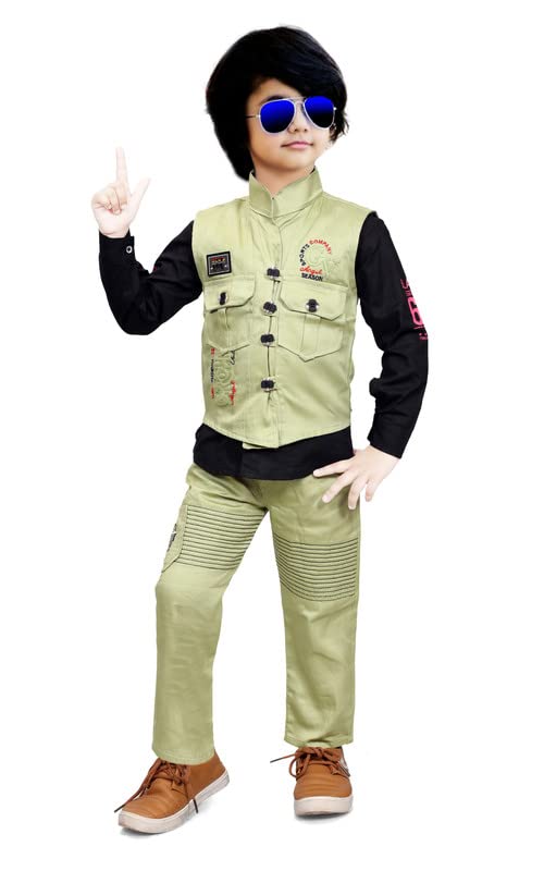 Angels3 Piece Party Suit with Set of Coat, Pant & Full Shirt, Clothing Set for Boys Ideal for Wedding and Birthday.