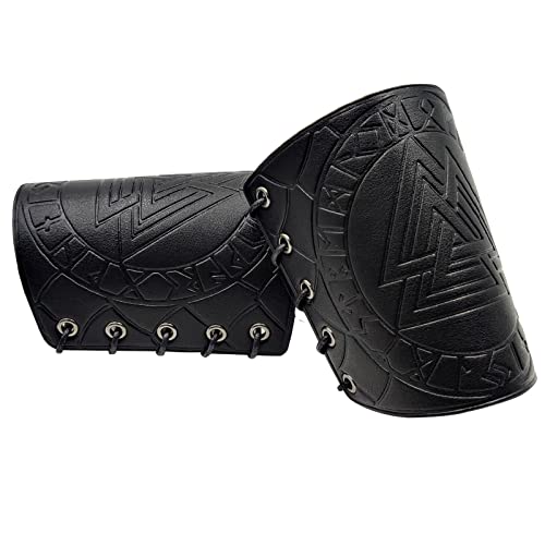 YAODAMAI Protège-poignet en cuir gaufré rune Odin Viking nordique accessoires de COSPLAY rétro médiévaux hommes et femmes Cover
