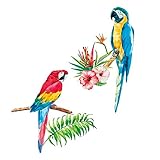 Stickers - Perroquets et Fleurs Sauvages
