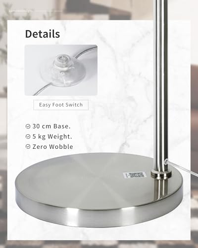 Lámpara de pie de arco ajustable de 204 cm con bombilla de 3 temperaturas e interruptor 3