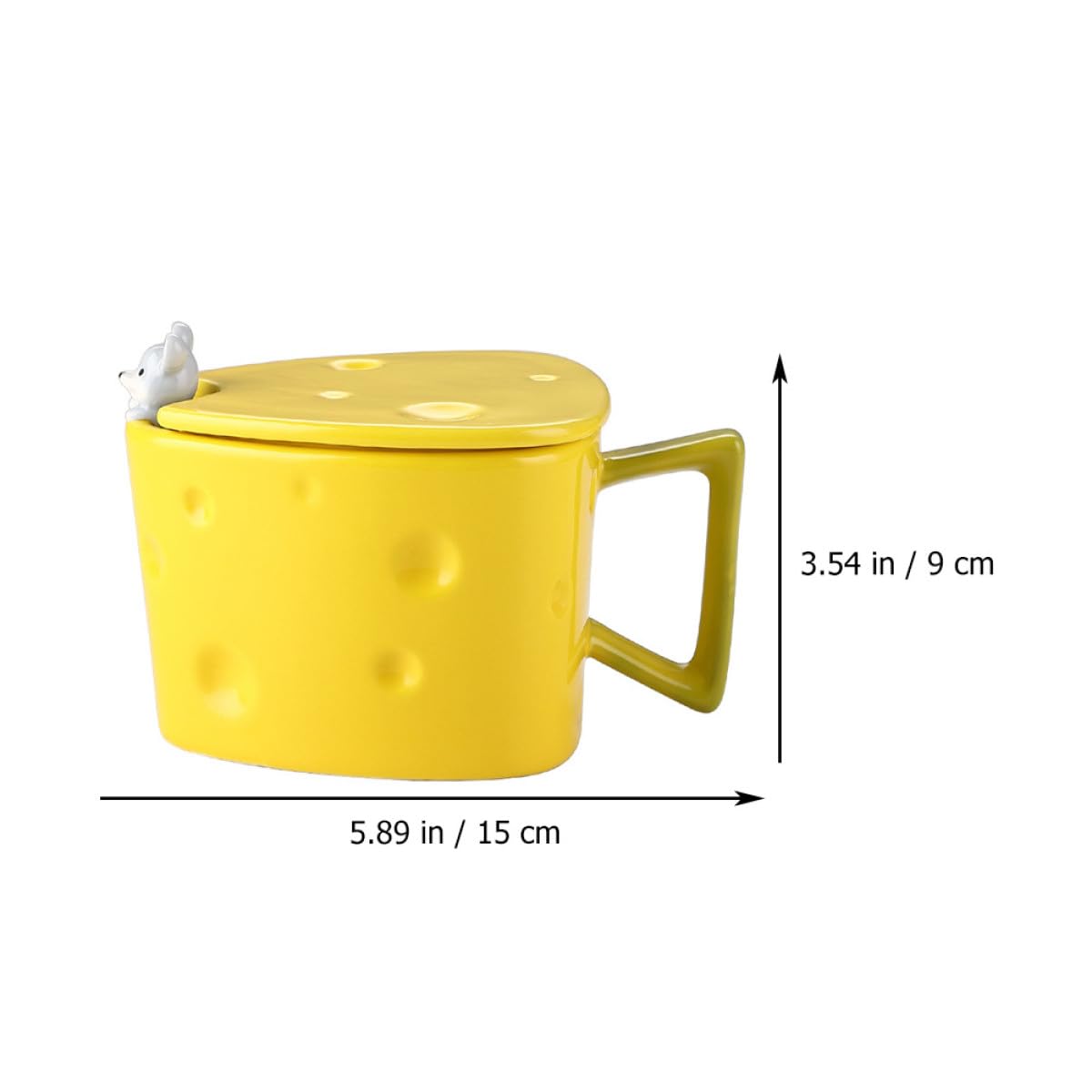 MAGICLULU Keramik Kaffeebecher mit Griff und Deckel Käseförmige Tasse aus Edelstahl und Keramik Leicht zu Reinigen für Frühstück und Balkon