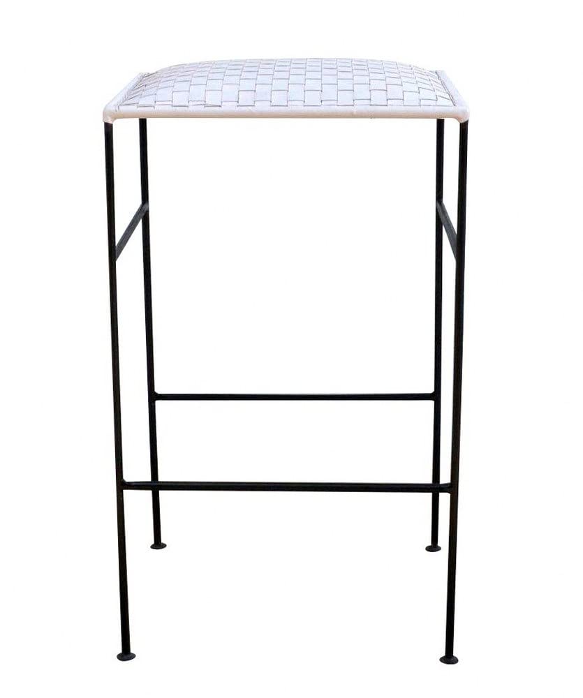 Kenroy Home65149WH Ellen Modern Barstool, White Leather and Black Metal, 24 Inch Height, 15 Inch Width, 15 Inch Depth