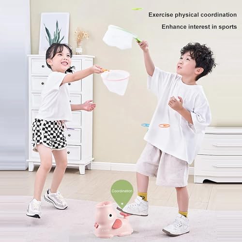 Image of AUGEN Outdoor Toys for Kids Ages 4-8, Outside Elephant Flying Disc Launcher, Spinner Catch Yard Games for Kids Ages 8-12, Christmas Birthday Gifts for Boys & Girls Toddlers (Pink)