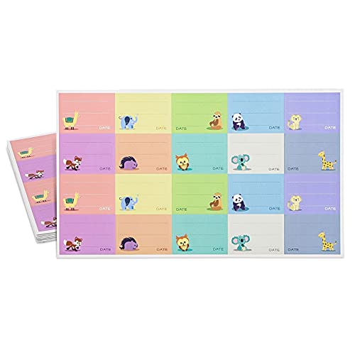 Image of Juvale 500-Pack Self-Adhesive Baby Bottle Labels for Daycare, Writable Stickers for Baby Food, Breastmilk, 10 Animal Designs (1.5x1 in)
