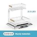 Jusdyrack 2 Packs Under Sink Organizer,Small Shelf for narrow spaces,2 Tiers Pull Out Under Cabinet Organizer,Adjustable Height,Slide Out Thickened Metal Under,White
