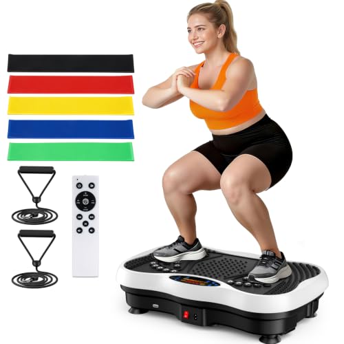 Image of Vibration Plate Exercise Machine, 130 Levels Full Body Workout Vibrating Plate for Lymphatic Drainage Weight Loss, 450 Lbs Capacity Shake Platform with Bluetooth for Women Men