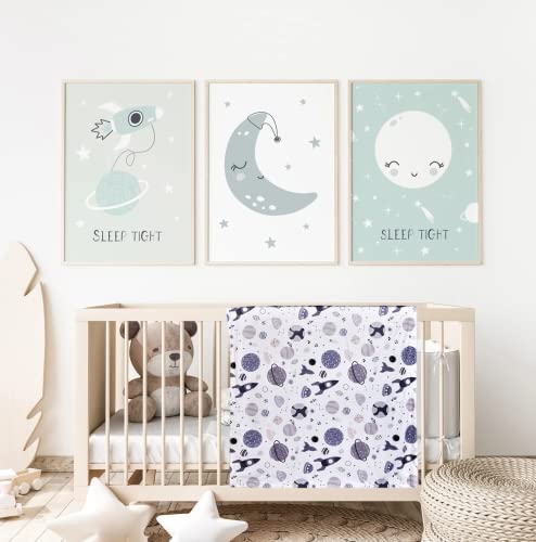 Image of Baby Blanket, Soft Minky Warm Blanket for Boy or Girl, Receiving Blanket with Double Layer Dotted Backing for Newborns Nursery Stroller Toddlers Crib Bedding (30 x 40 Inch) Grey Space