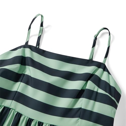 Image of KMBANGI Women Striped Sleeveless Maxi Dress Swing Patchwork Midi Dress Smocked Spaghetti Strap Colorful Long Sundress