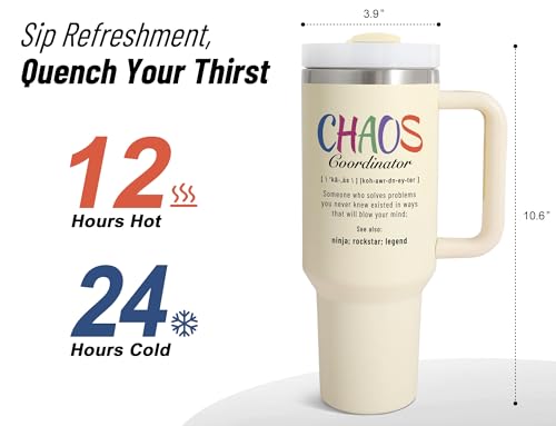 DLOCCOLD Thank You Gifts for Women, Chaos Coordinator Tumbler, Boss Lady Gifts for Women, Coworker, Mom, Manager, Teacher, Nurse, Birthday, Administrative Professional Day, 40oz Tumbler, Hot Pink by DLOCCOLD - Used condition - Image 3