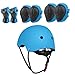 Casco per bici per bambini e cuscinetti set per bambini regolabili per bambini ginocchini per ginocchini cuscinetti da polso per skateboard roller cicling pattinaggio blu