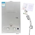 MECUTP 18L Tankless Water Heater Propane, 4.8GPM Outdoor Portable Gas Hot Water Heater Instant Propane Water Heater with Overheating Protection, Digital Display, for Camping Trips Boat Cabins