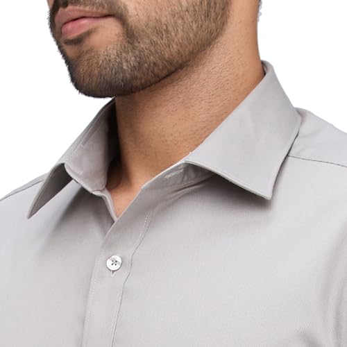 Image of Raymond Men's Slim Fit Solid Pattern Pure Cotton Semi Cut Away Collar Full Sleeve Formal Shirt