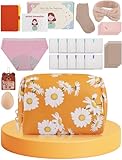 YuanYue First Period Gift Kit for Girls 9-12 | Complete Tween Period Set with Daisy Yellow Bag, Leak-Proof Panties, Teen Pads, Wipes, Diary, Nail Stickers & More – Perfect for School & Travel (S)